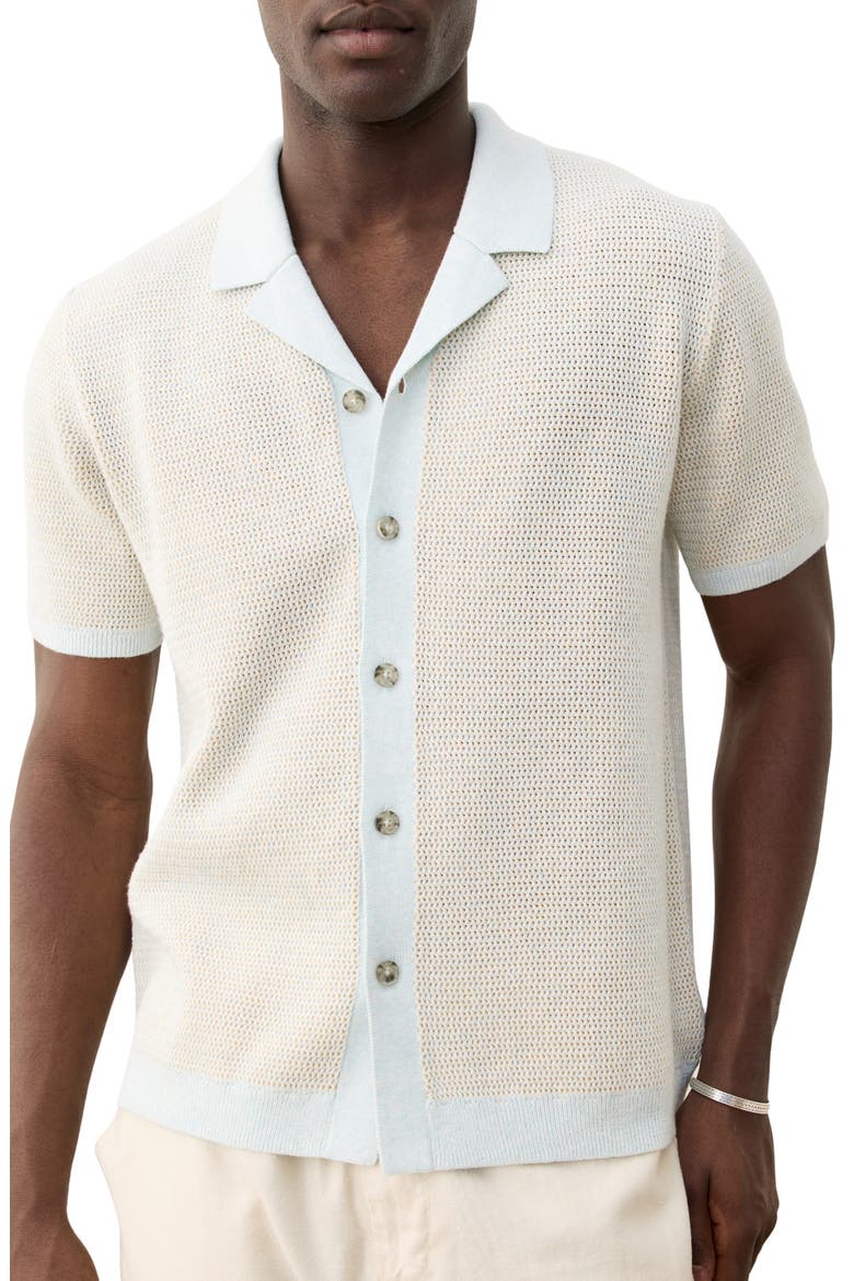 Asher Camp Shirt Sweater, Main, color, LIGHT AQUA