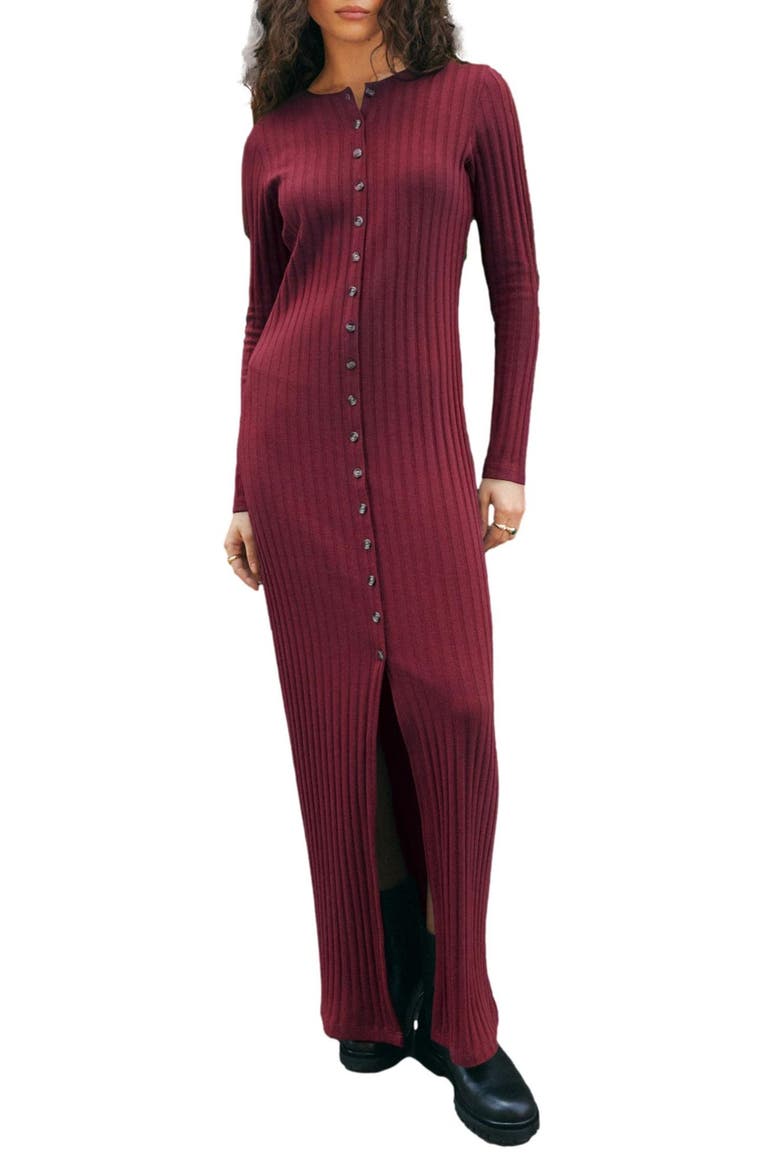 Long Sleeve Knit Dress, Main, color, RED