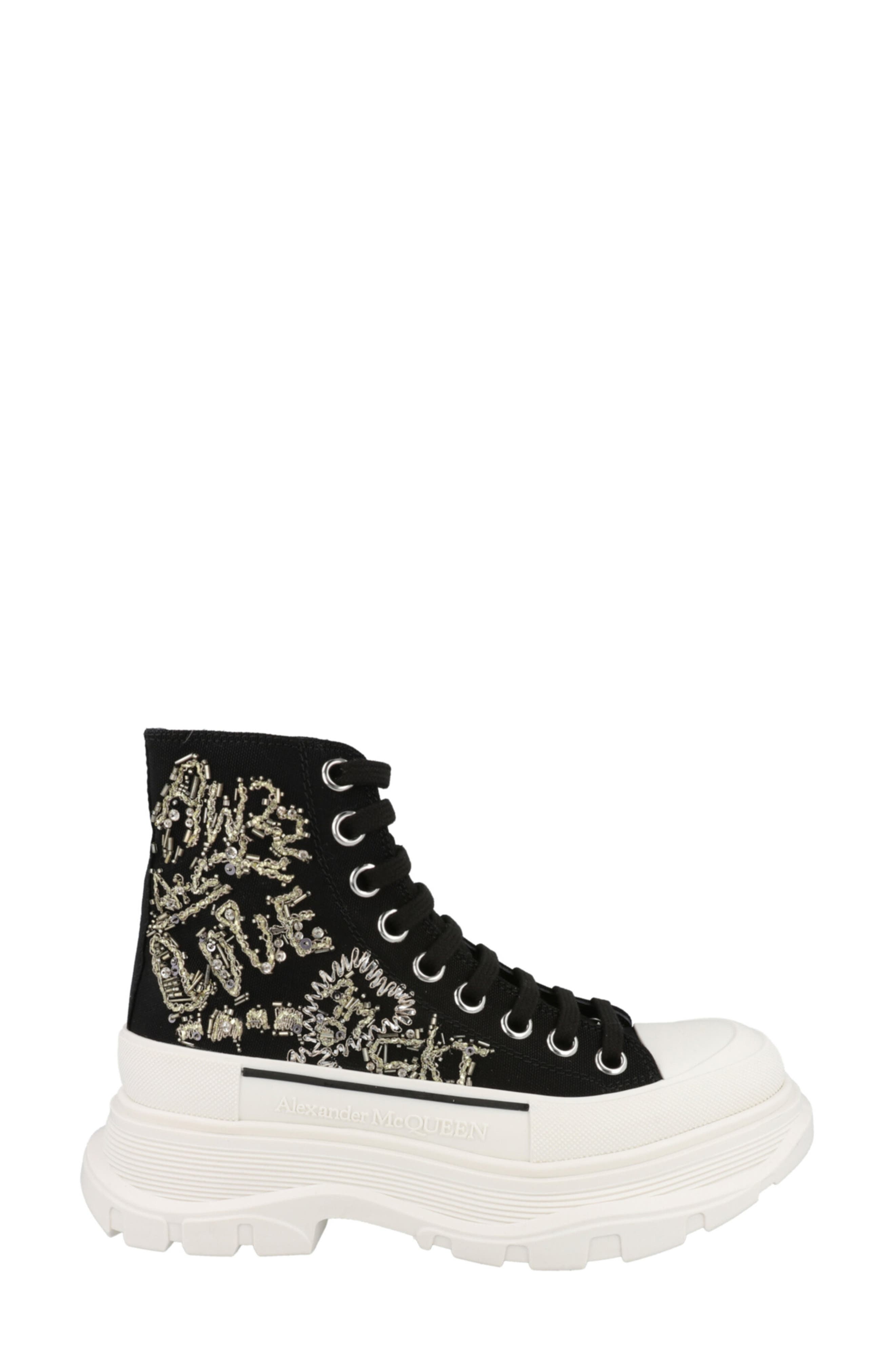 McQueen Crystal Embellished High Top Sneaker, Alternate, color, 