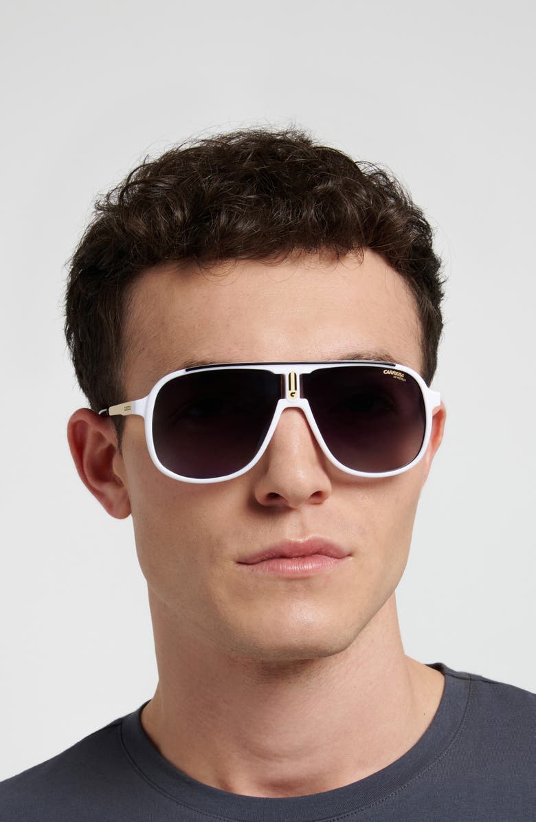 Carrera Eyewear 62mm Oversize Gradient Square Sunglasses, Alternate, color, White Black/ Dark Grey Sf