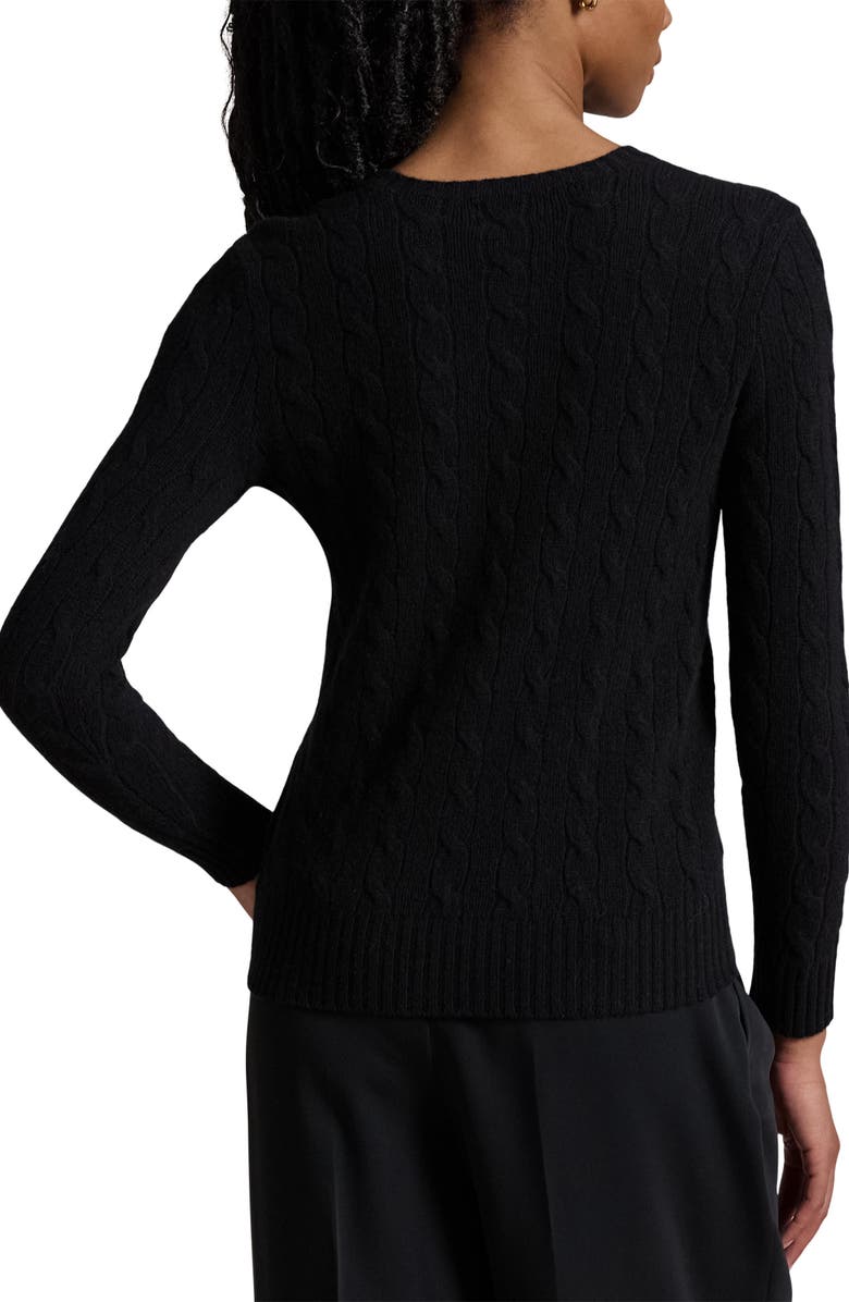 Polo Ralph Lauren Julianna Cable Cotton Sweater, Alternate, color, Polo Black/White Pp