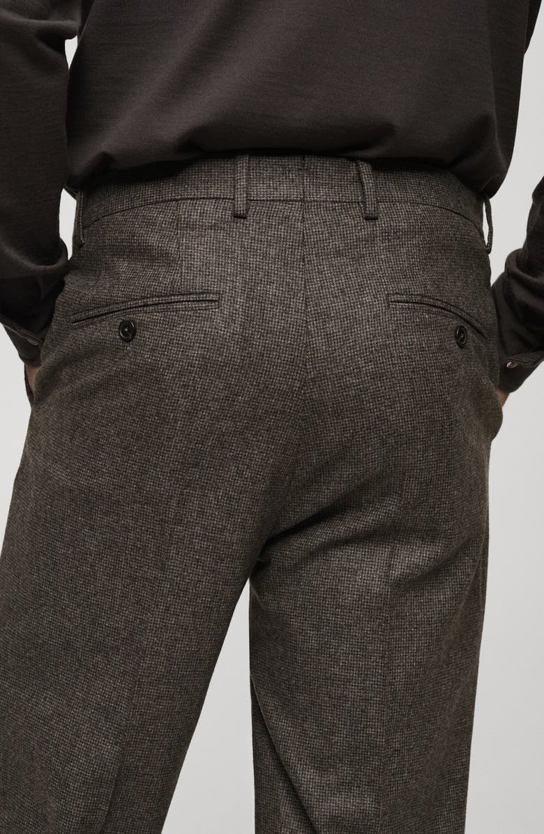 MANGO Pleated Micro Houndstooth Check Virgin Wool Blend Dress Pants, Alternate, color, 