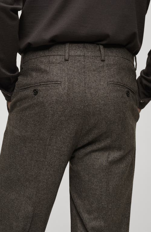 MANGO MANGO PLEATED MICRO HOUNDSTOOTH CHECK VIRGIN WOOL BLEND DRESS PANTS