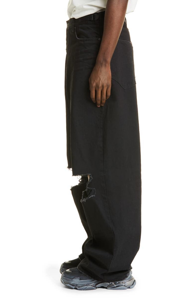 Balenciaga Destroyed Ripped Straight Leg Jeans, Alternate, color,