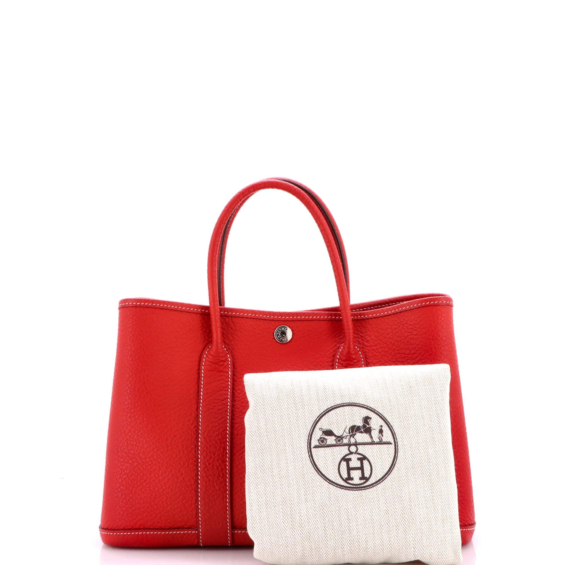 Pre-Owned Hermes Garden Party Tote Leather 30, Alternate, color, Rouge Casaque