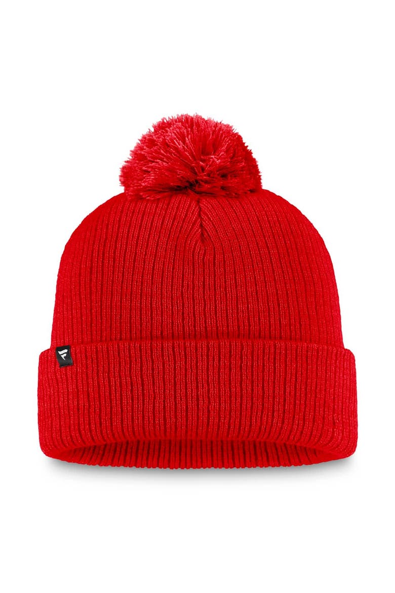 Women's Fanatics Red Calgary Flames Cuffed Knit Hat with Pom, Alternate, color, Red