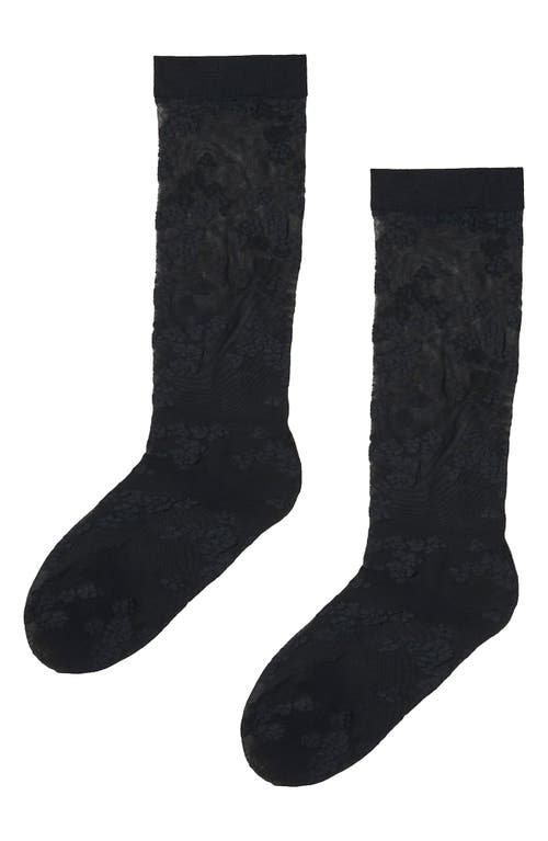 Wolford Floret Knee High Socks In Black