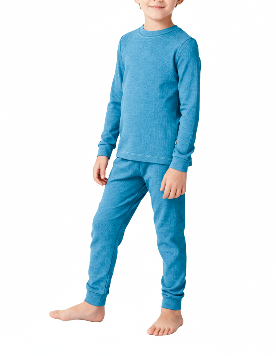 City Threads Babies'  Boys Soft & Cozy Thermal Long Johns 2-piece Set In Blue