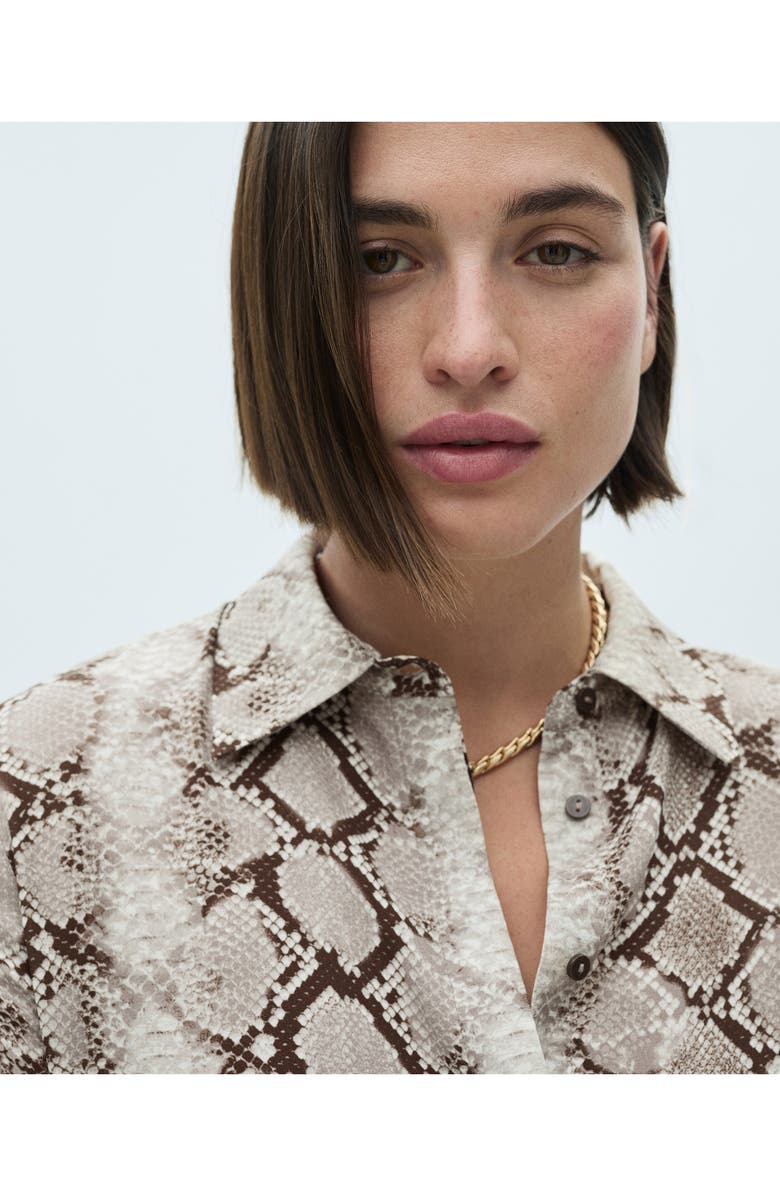 MANGO Snakeskin Print Button-Up Shirt, Alternate, color, 
