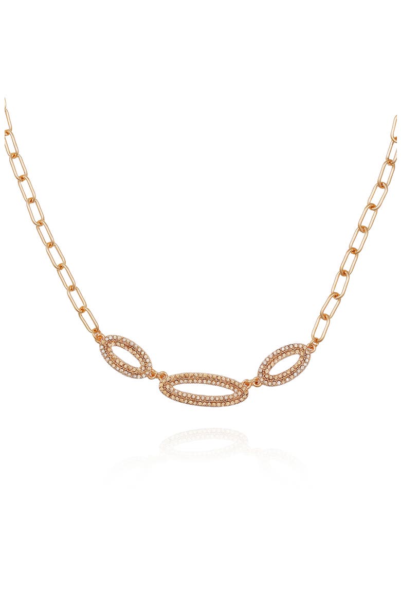 Pavé Crystal Chain Pendant Necklace, Main, color, GOLD