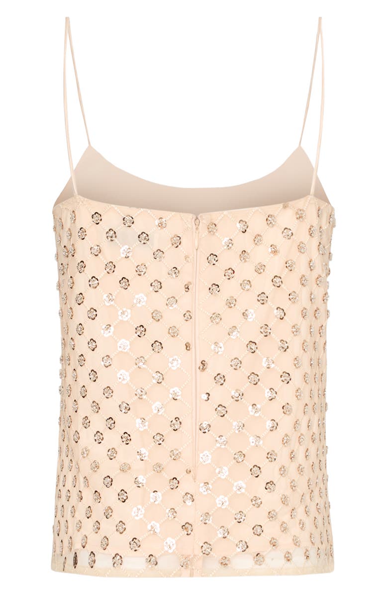 Milly Rylan Sequin Embroidered Camisole, Alternate, color, Beige
