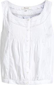 Madewell Lace Inset Pintuck Sleeveless Top
