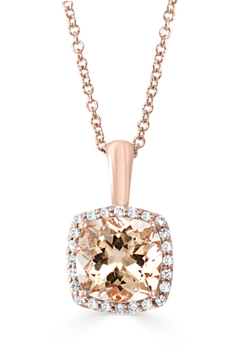 EFFY 14K Rose Gold, Diamond, & Morganite Pendant Necklace, Main, color,