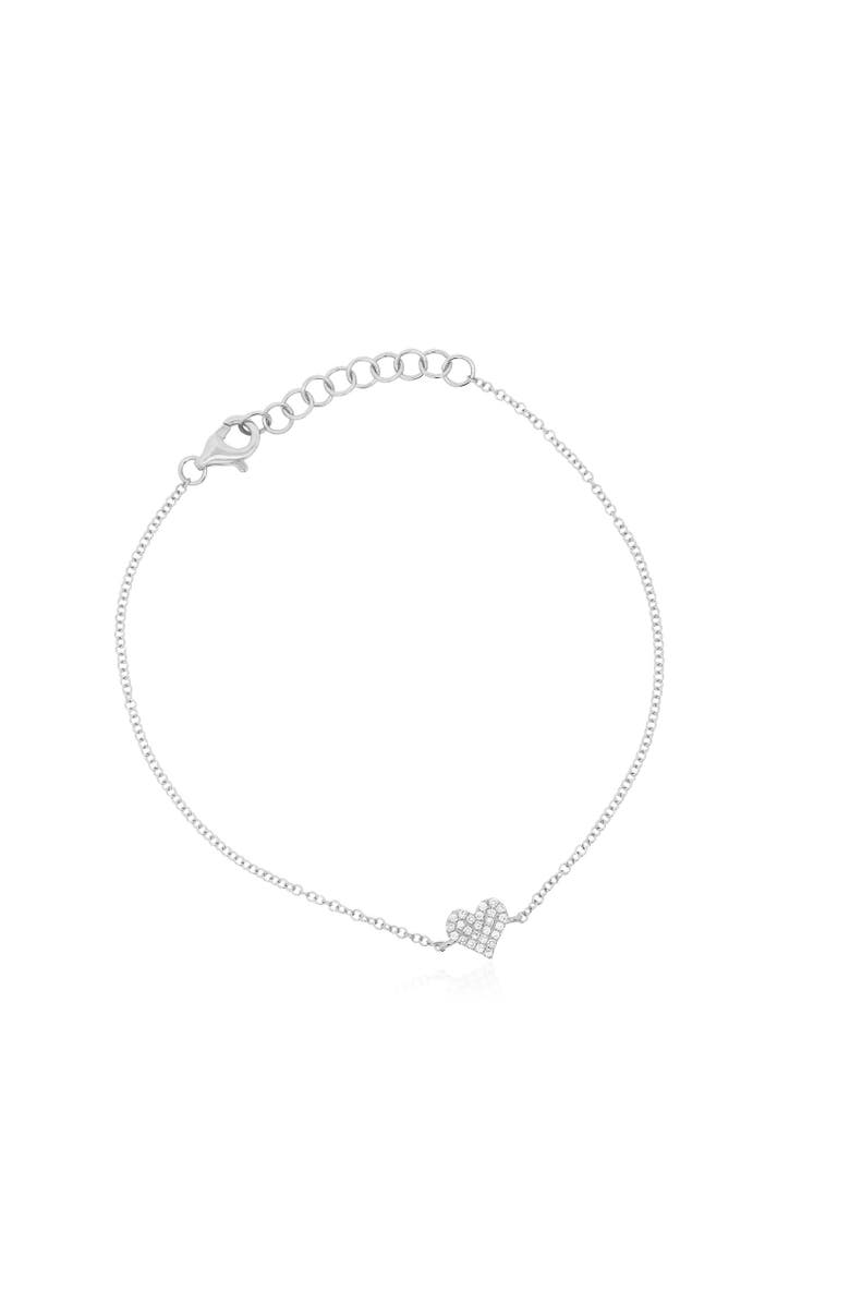 The Lovery Fine Jewelry Mini Diamond Heart Bracelet, Main, color, White Gold
