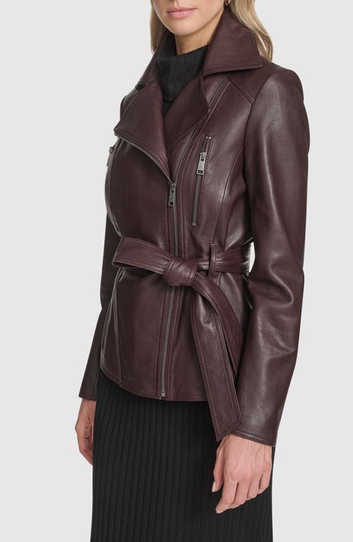 Andrew Marc Violet Leather Trench Jacket In Burgundy