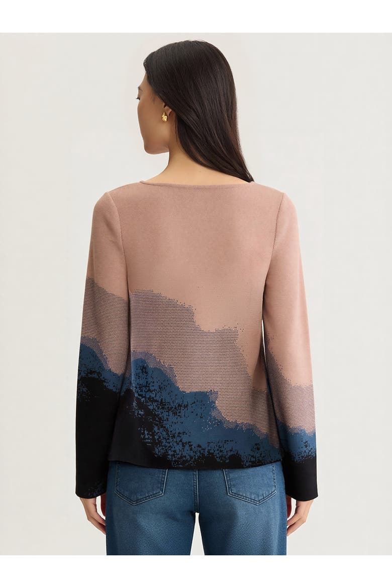 Landscape Bell Sleeve Knit Top, Alternate, color, Charmeuse/Stardust/Black
