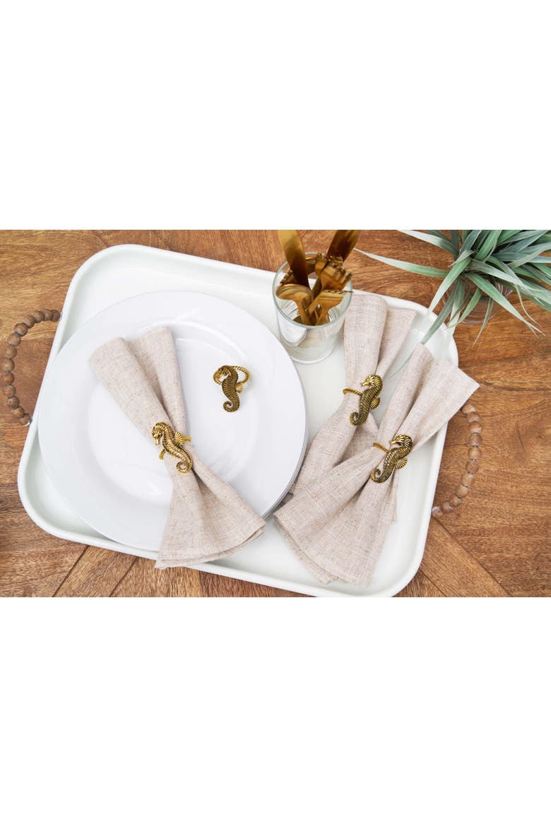 Gold Seahorse Napkin Rings Set of 4, Alternate, color, Gold