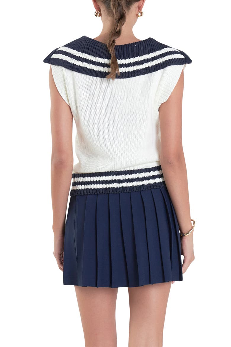 Sports Club Contrast Collar Half Zip Sweater, Alternate, color, WHITE/ NAVY