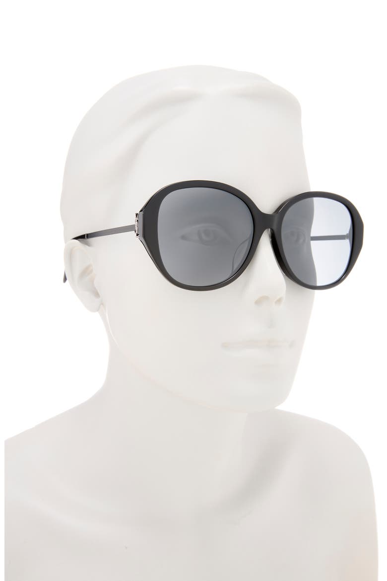 57mm Oval Sunglasses, Alternate, color, BLACK BLACK SILVER