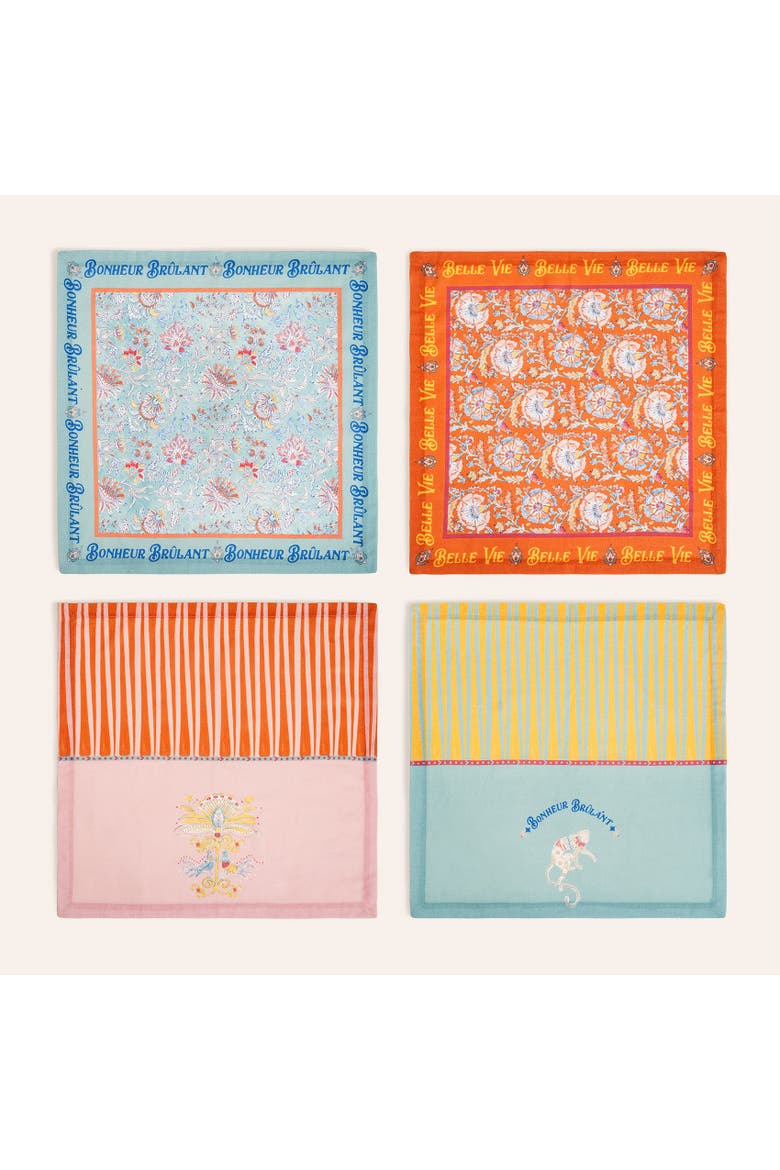 Nilufer 4-pcs Digital Printed 100% Cotton Table Line, Main, color, Multicolor