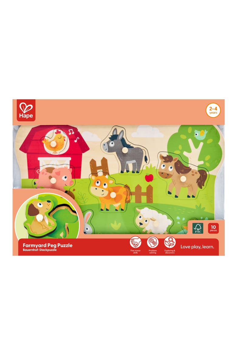 Kids' Farm Animals Peg Puzzle, Alternate, color, MULTIPLECOLOR
