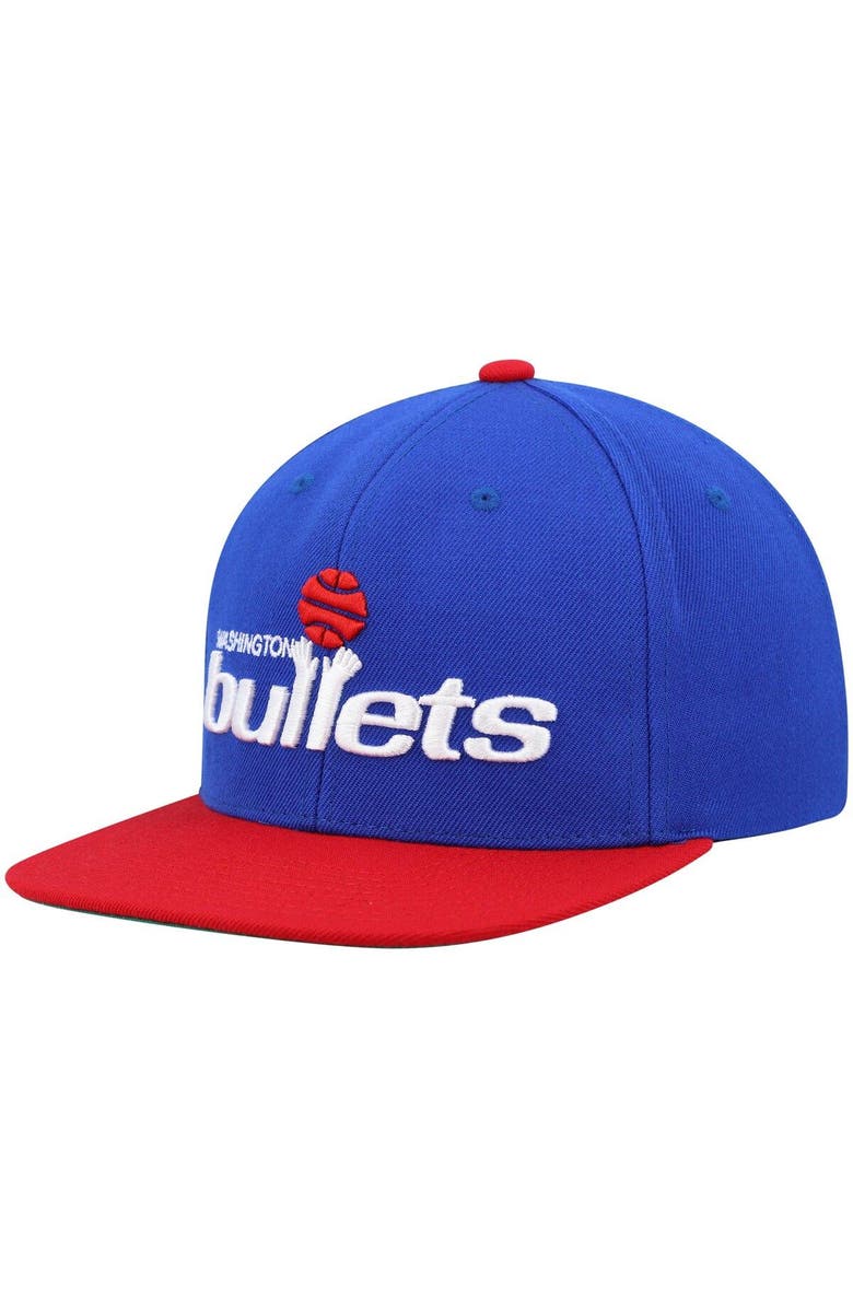 Mitchell & Ness Men's Mitchell & Ness Blue/Red Washington Bullets Hardwood Classics Team Two-Tone 2.0 Snapback Hat, Main, color,