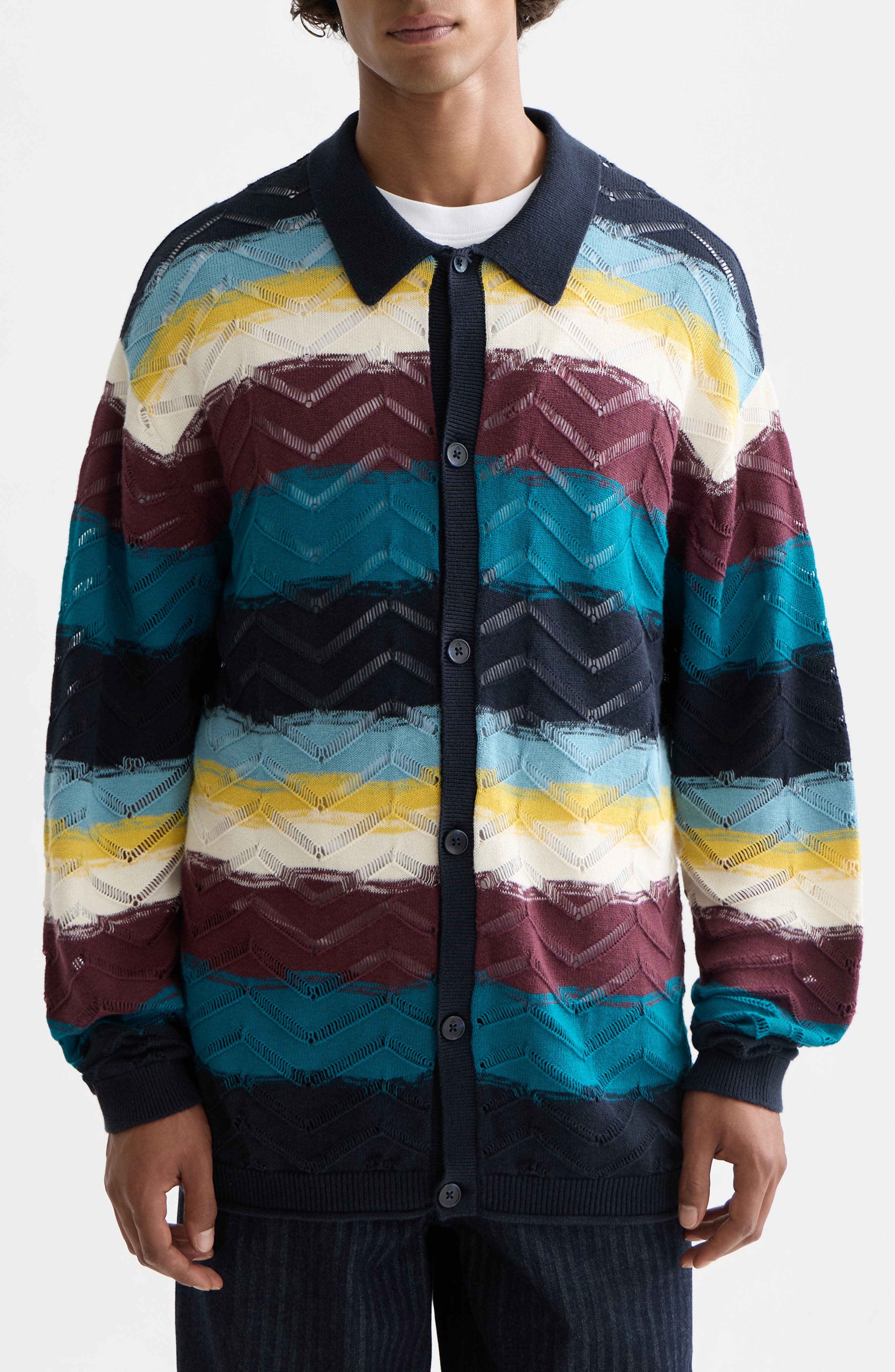 Stripe Open Knit Cardigan
