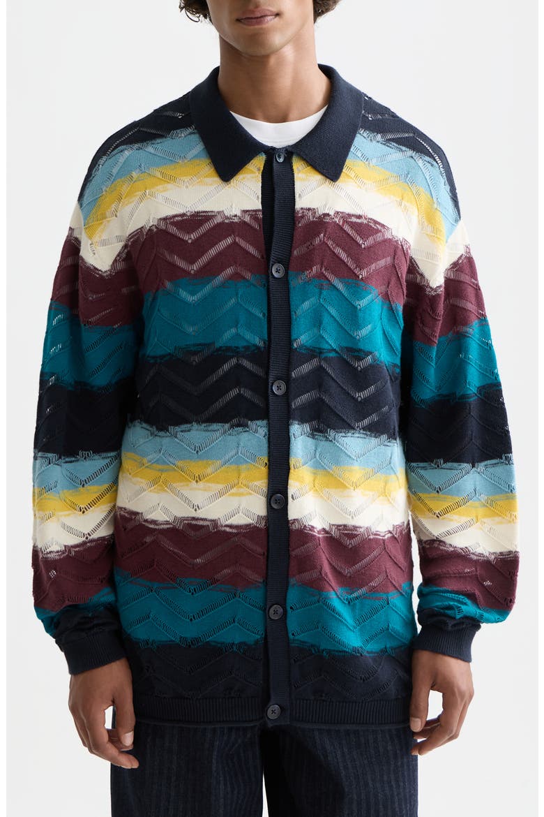 Stripe Open Knit Cardigan, Main, color, EL COSMICO STRIPE