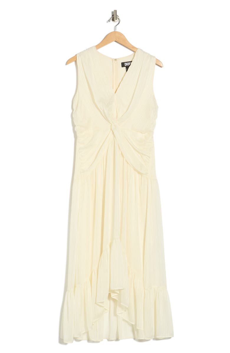 DKNY Twist Front Midi Dress, Alternate, color, Eggshell