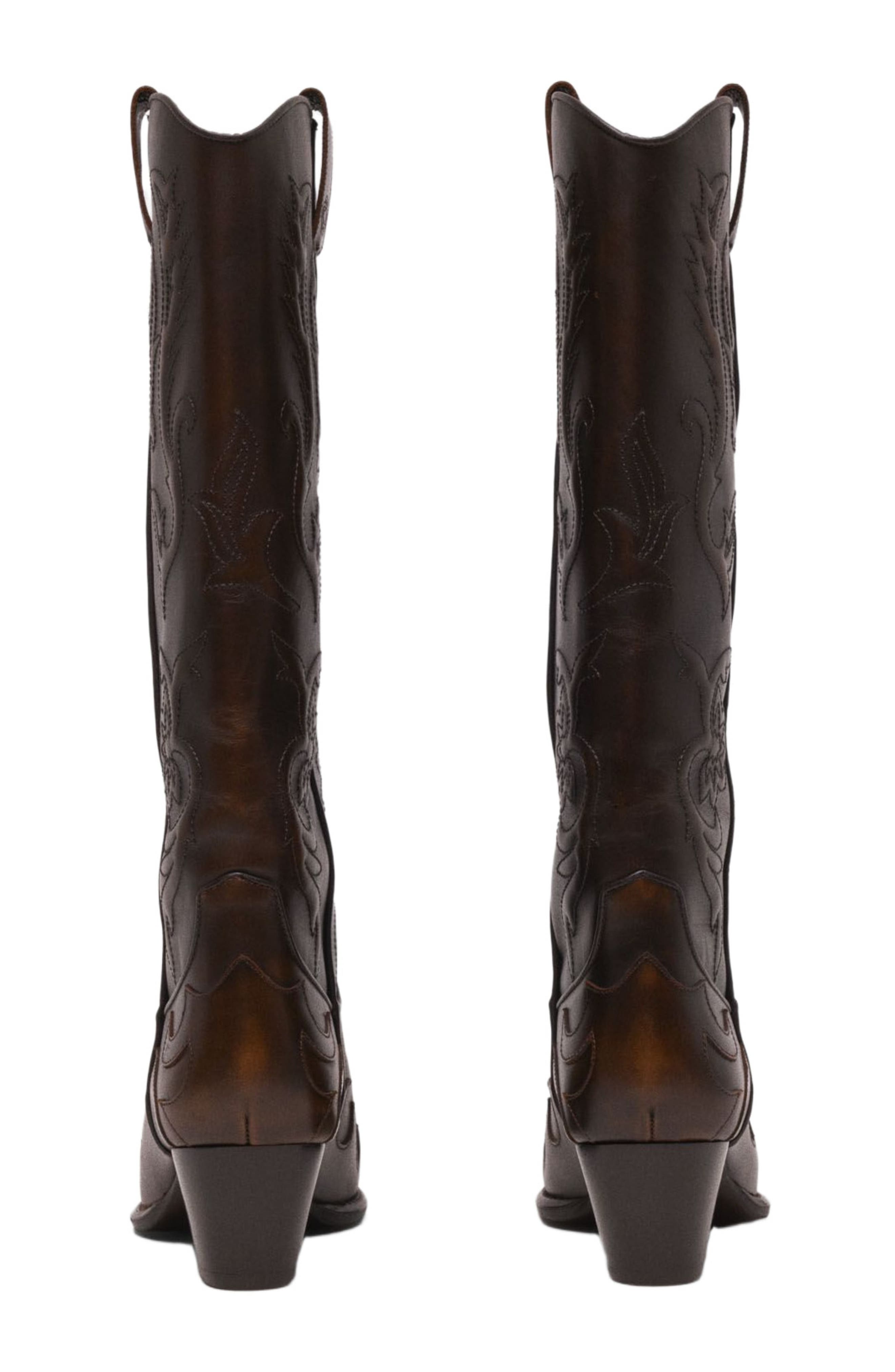 maje Leather cowboy boots, Alternate, color, Brown