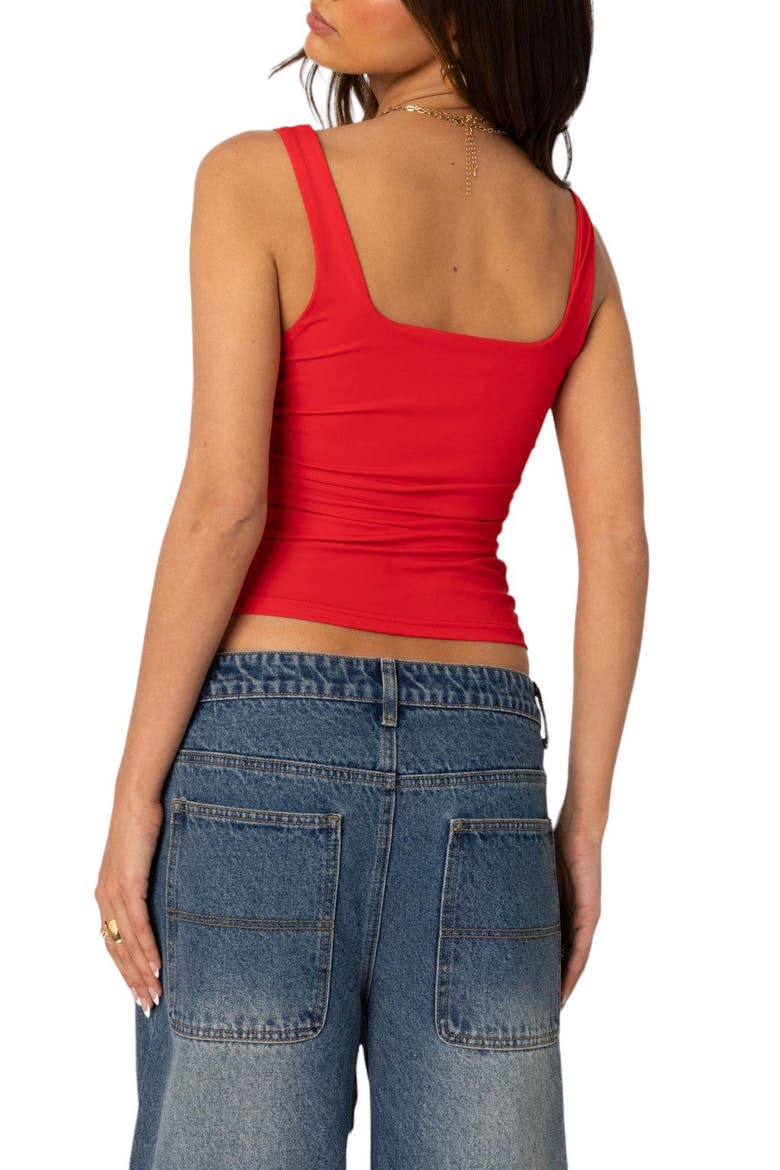 Rio Ruched Square Neck Tank Top, Alternate, color, RED