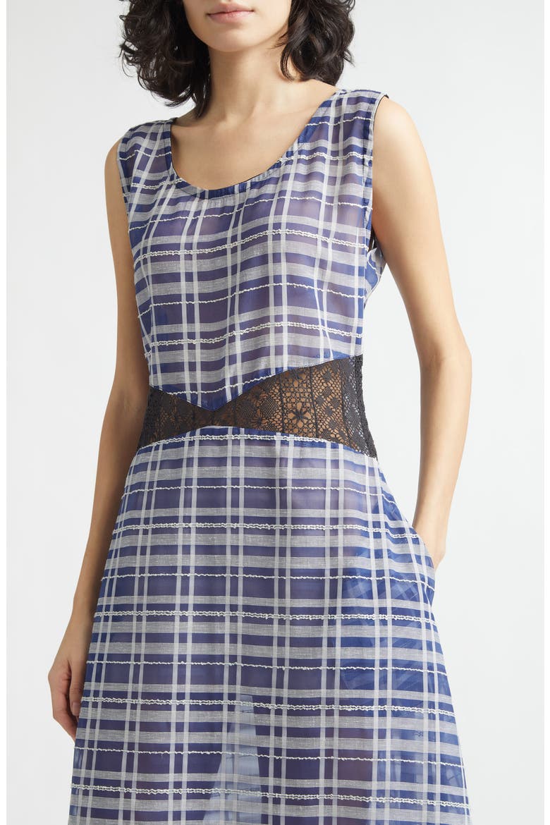 Check Sleeveless Maxi Dress, Alternate, color, SEA BLUE