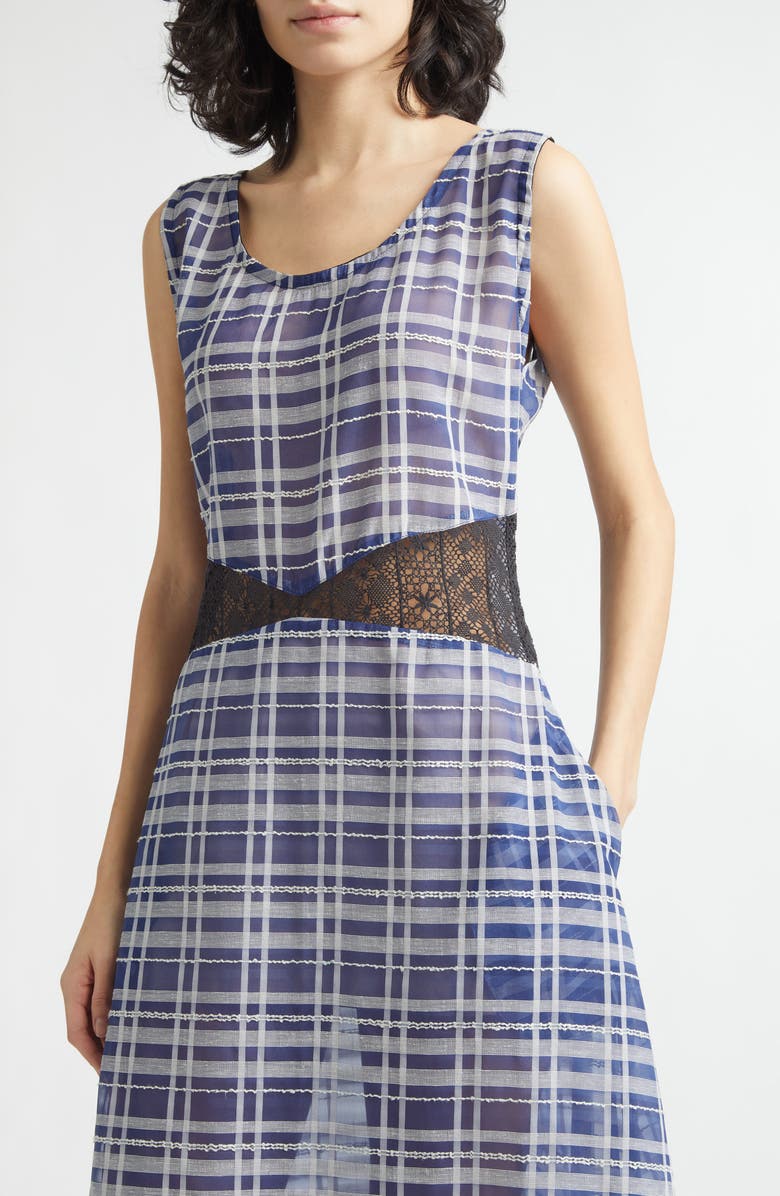 KÚR Check Sleeveless Maxi Dress, Alternate, color, Sea Blue