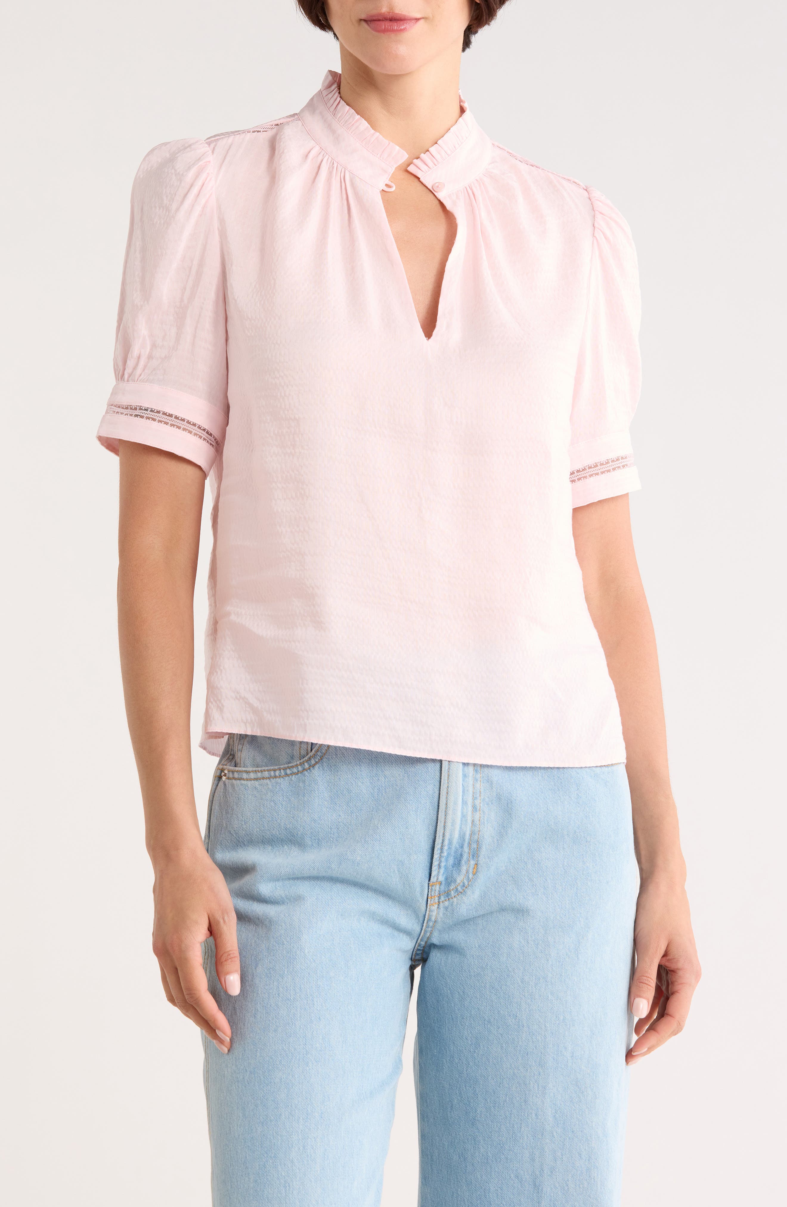 Ruffle Collar Inset Lace Top - image 3