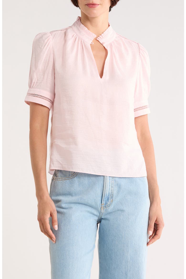 Ruffle Collar Inset Lace Top, Main, color, PEONY