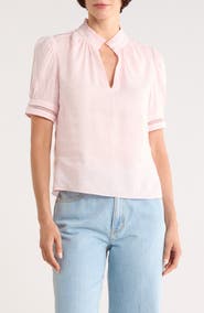 FRAME Ruffle Collar Inset Lace Top