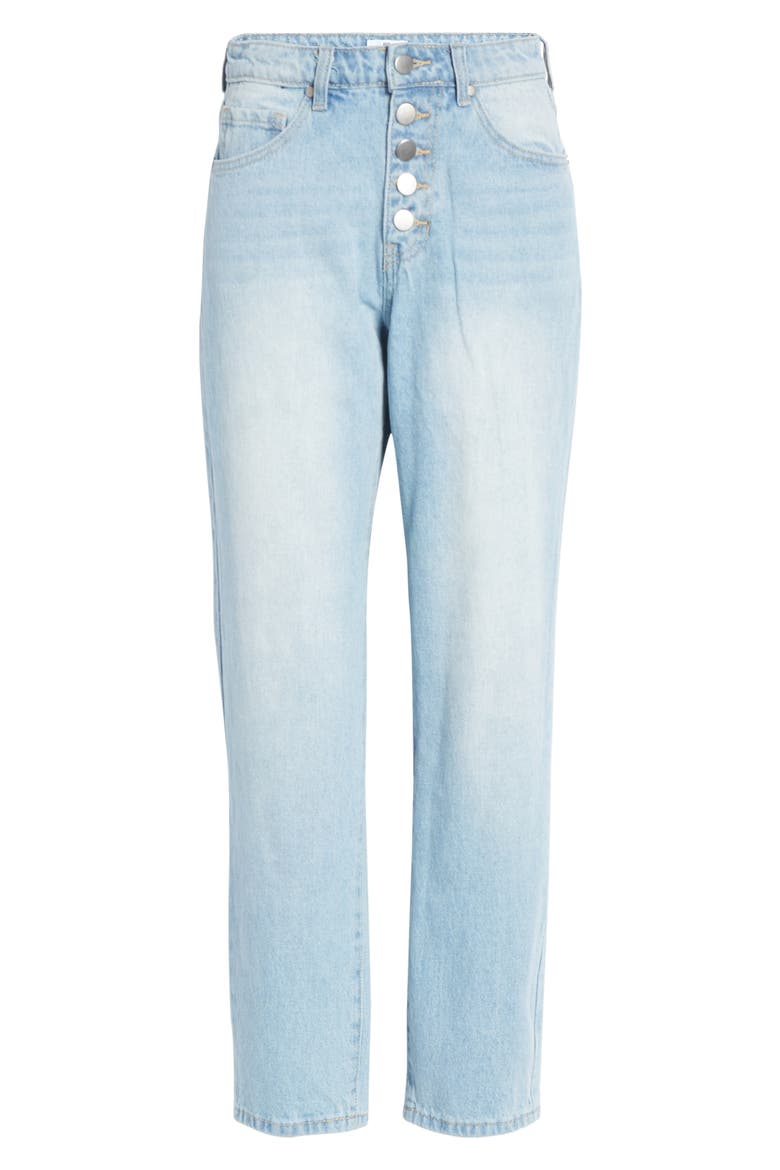 High Waist Button Fly Mom Jeans, Alternate, color, BLUE LIGHT VINTAGE WASH