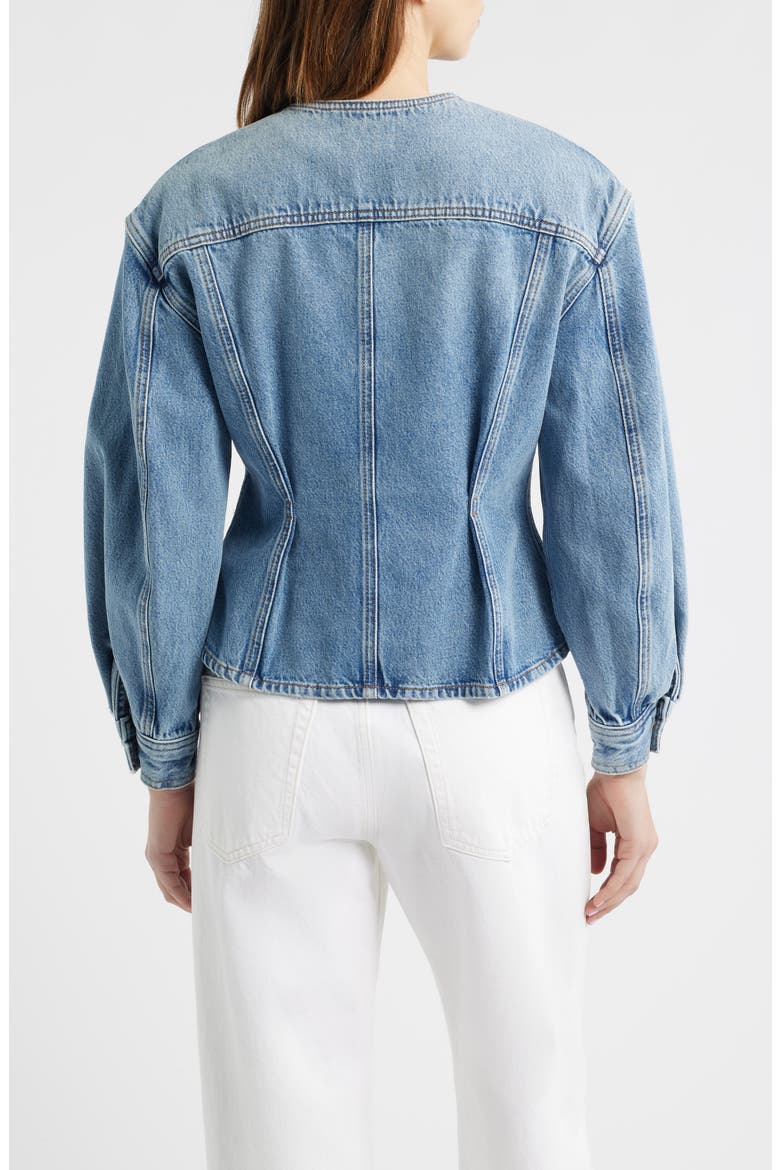 The Nipped Collarless Denim Jacket, Alternate, color, UMBRIA
