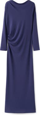 MANGO x Kaia Gerber Long Sleeve Drape Asymmetric Gown