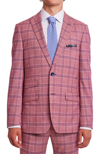 Paisley & Gray Ashton Slim Fit Plaid Sport Coat In Pink