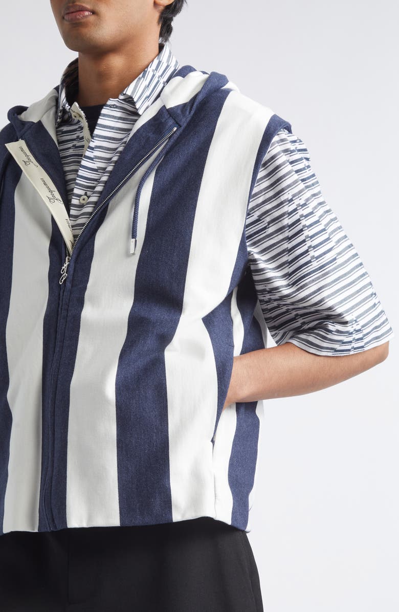 Jacquemus Marinière Stripe Sleeveless Hoodie, Alternate, color, Jacquard Big Stripes Navy