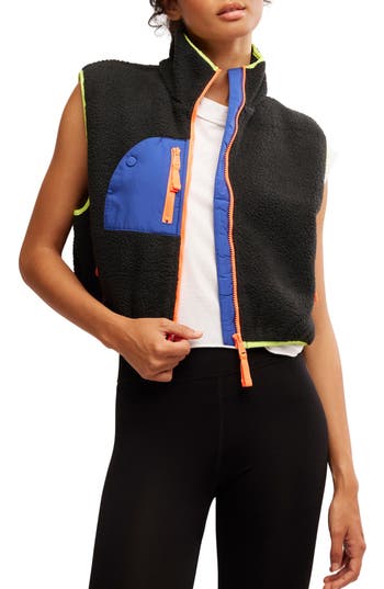 Free People Hit The Slopes Vest In Black Combo In Blue