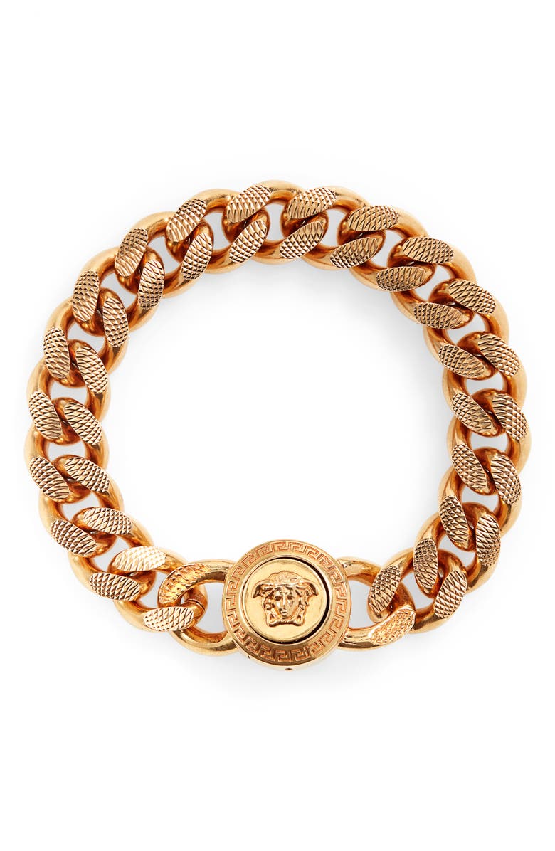 Versace Medusa Chain Bracelet, Main, color, Gold