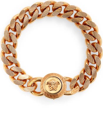 Versace medusa gold outlets tone chain bracelet 7inch