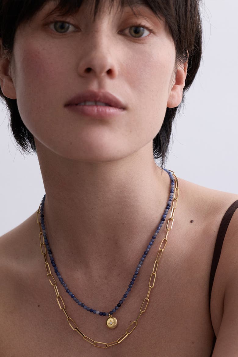 Gold Mini Biography Blue Aventurine Locket Necklace, Alternate, color, Gold