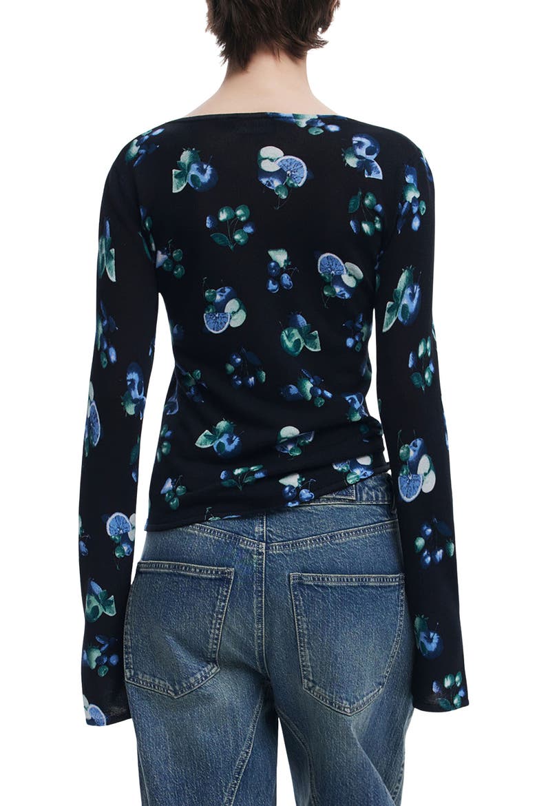 Print Rib Top, Alternate, color, BLACK