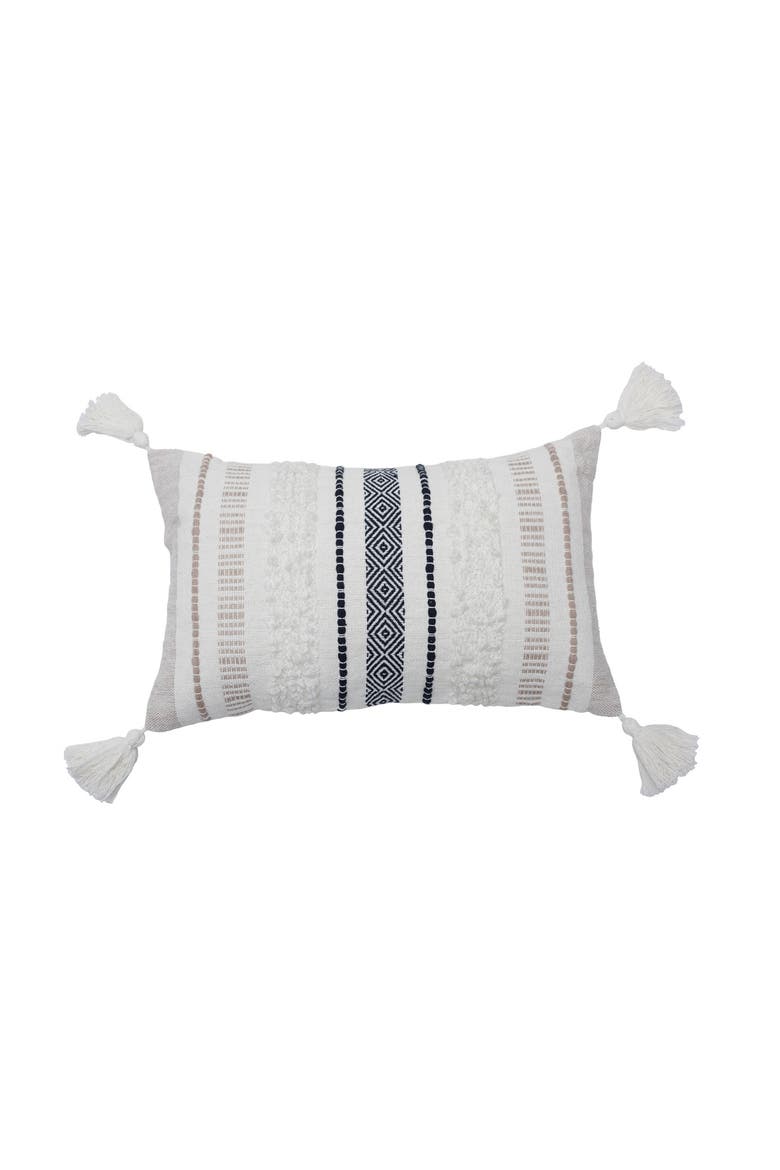 Barton Cotton Woven Throw Pillow with Tassels - Insert Included, Main, color, Beige