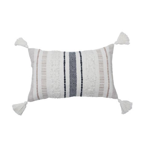 Barton Cotton Woven Throw Pillow with Tassels - Insert Included