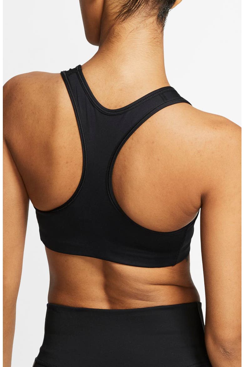 Swoosh Dri-FIT Racerback Sports Bra, Alternate, color, BLACK/ WHITE