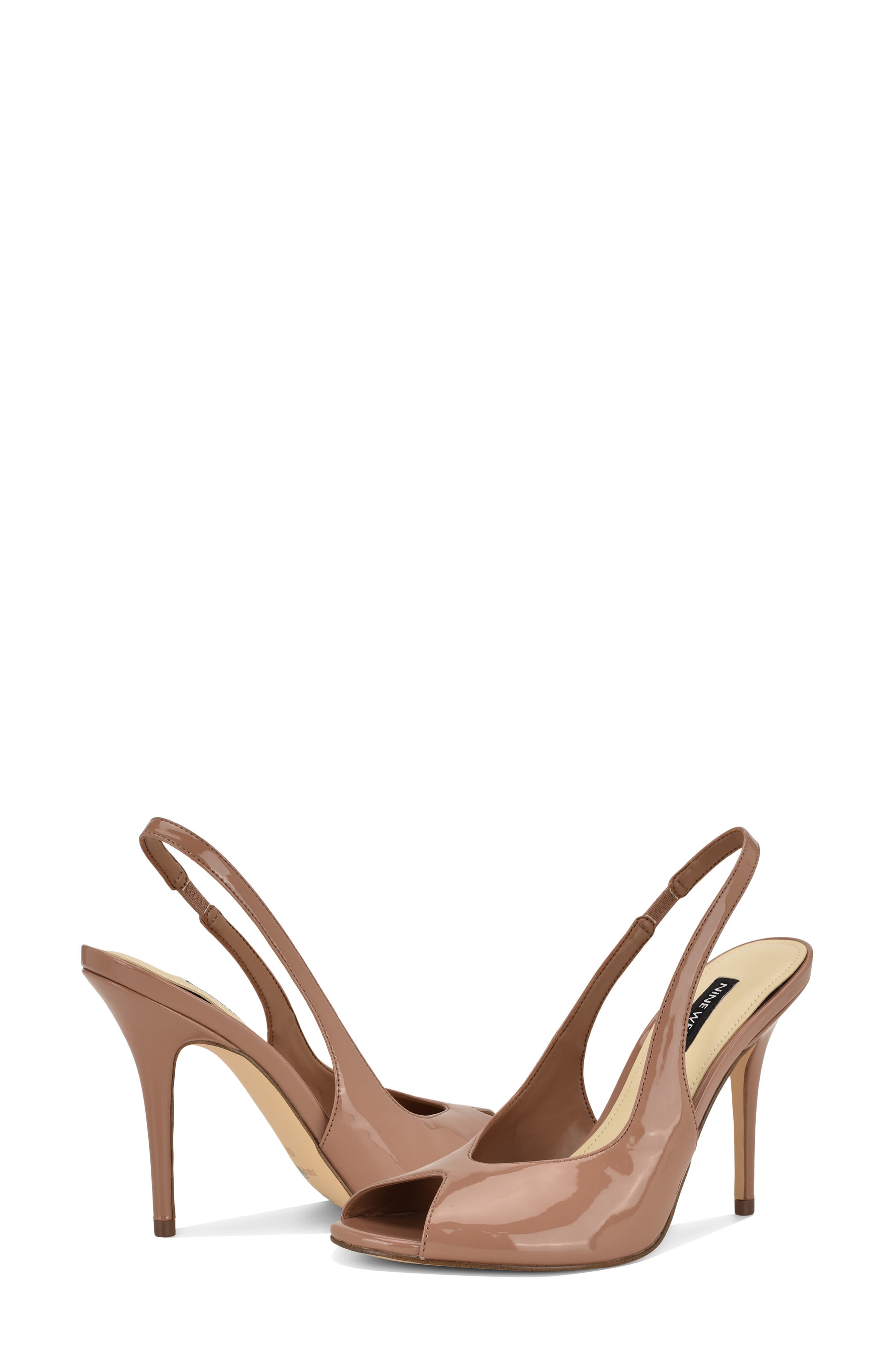 Nine West Pretta Slingback Peep Toe Pump, Alternate, color, Medium Natural